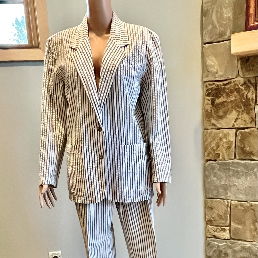 Vintage 1980’s-90’s seersucker suit by Lizsport.